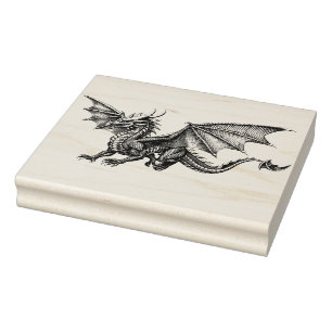Large Dragon Wood Art Rubber Stamp