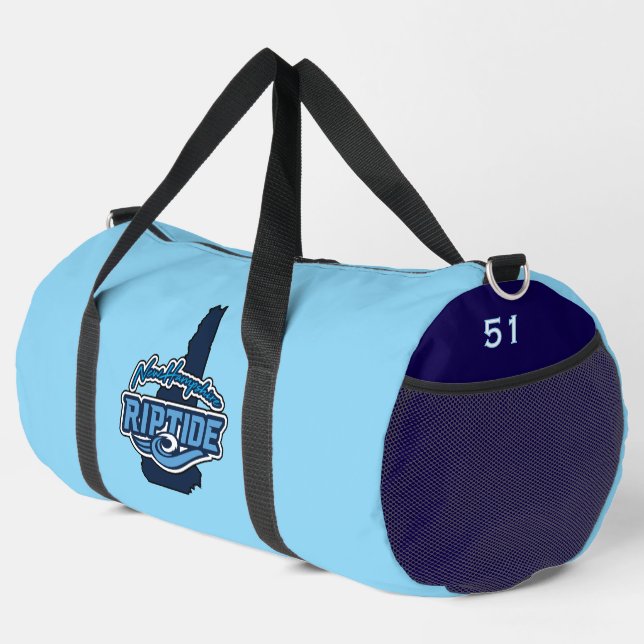 Large Duffel Bag with custom name and number (Right Corner)