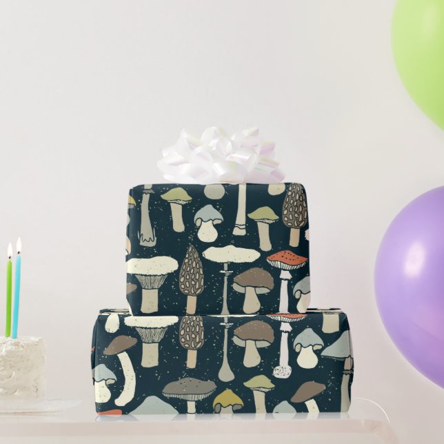 Large Edible Mushrooms Illustrated Wrapping Paper (Party Gifts)