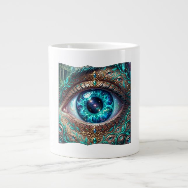 Large Electric Blue Eye In Fantasy Scene Coffee Mug (Front)