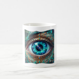 Large Electric Blue Eye In Fantasy Scene Coffee Mug