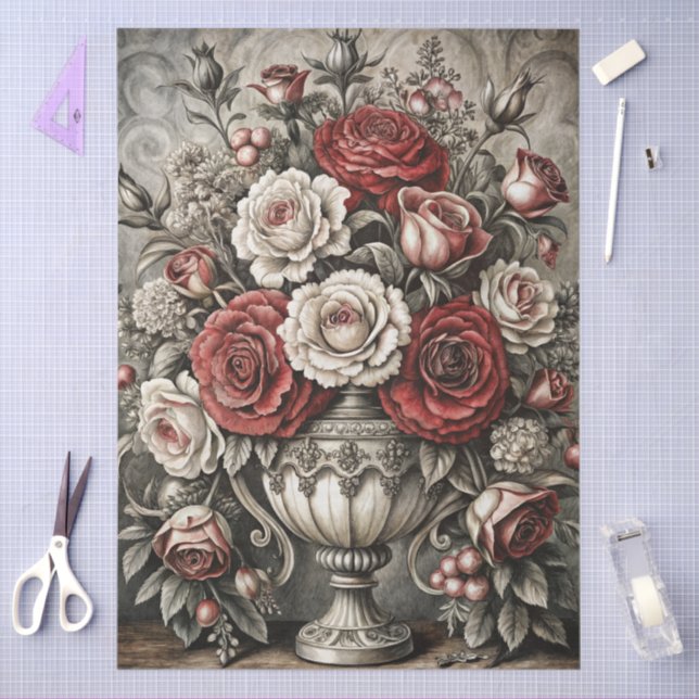 Large Elegant Floral Furniture Decoupage Tissue Paper (Craft)