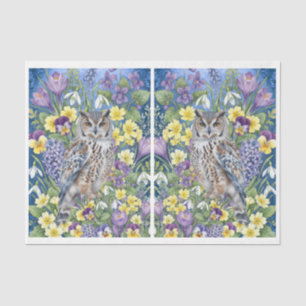 Large Elegant Floral Owl Decoupage Tissue Paper