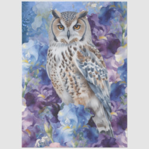 Large Elegant Floral Owl Furniture Decoupage Tissue Paper