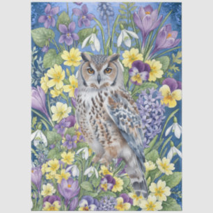 Large Elegant Floral Owl Furniture Decoupage Tissue Paper