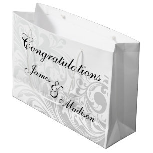Large Elegant Swirl Gift Bag - Silver