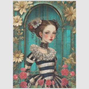 Large Elegant Teal Gothic Girl Craft Tissue Paper
