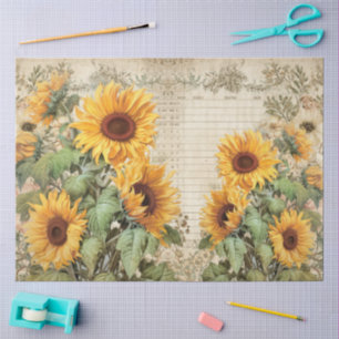 Large Elegant Watercolor Sunflower Collage Tissue Paper