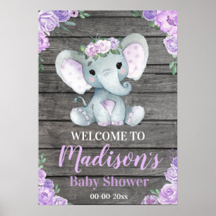 Large Elephant Welcome Sign, Girl Shower Poster