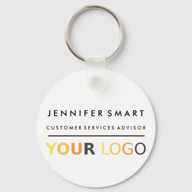 Large Employee Name Badge Custom Logo Staff Key Ring (Front)