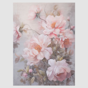 Large Ethereal Pink Floral Bouquet Decoupage Tissue Paper