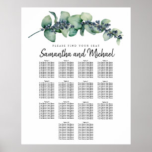 Large Eucalyptus Berry 14-Table Seating Chart