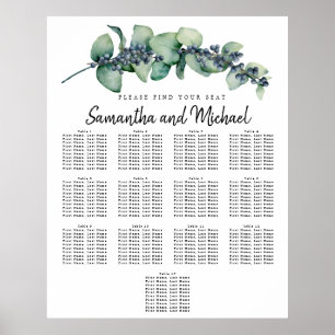 Large Eucalyptus Botanical 13-Table Seating Chart