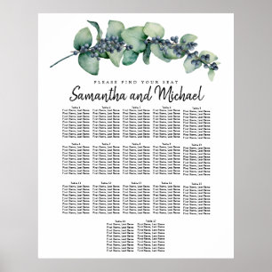 Large Eucalyptus Botanical 17-Table Seating Chart