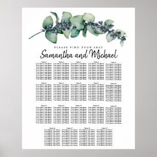 Large Eucalyptus Botanical 19-Table Seating Chart