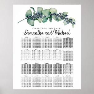 Large Eucalyptus Botanical 20-Table Seating Chart