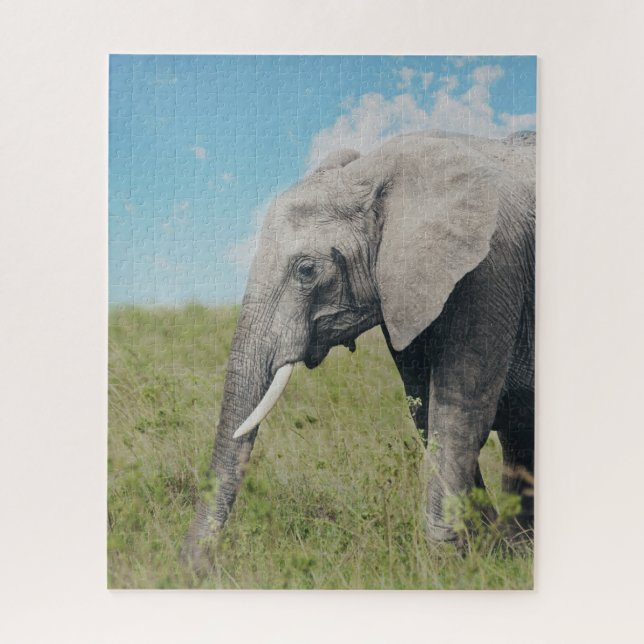 Large Exotic Grey Elephant Walking Jigsaw Puzzle (Vertical)