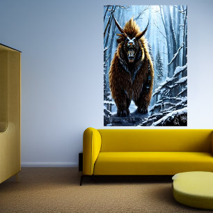 Large fantasy bear beast   AI Art Poster