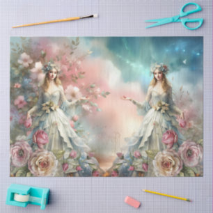 Large Fantasy Floral Angles Decoupage Paper