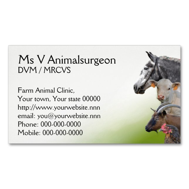 Large farm animals vet 	Magnetic business card (Front)