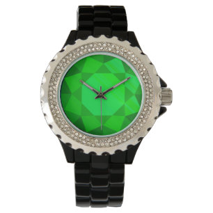 Large, faux emerald gem watch