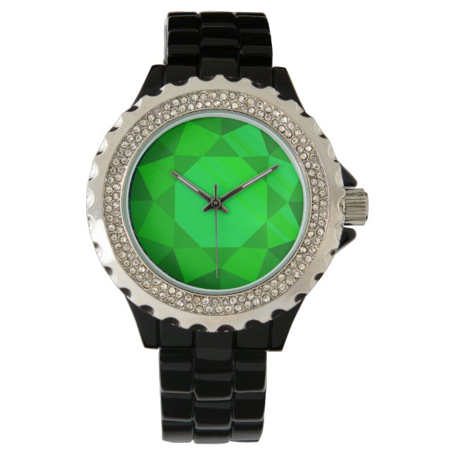 Large, faux emerald gem watch (Front)