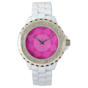 Large, faux pink tourmaline gem watch