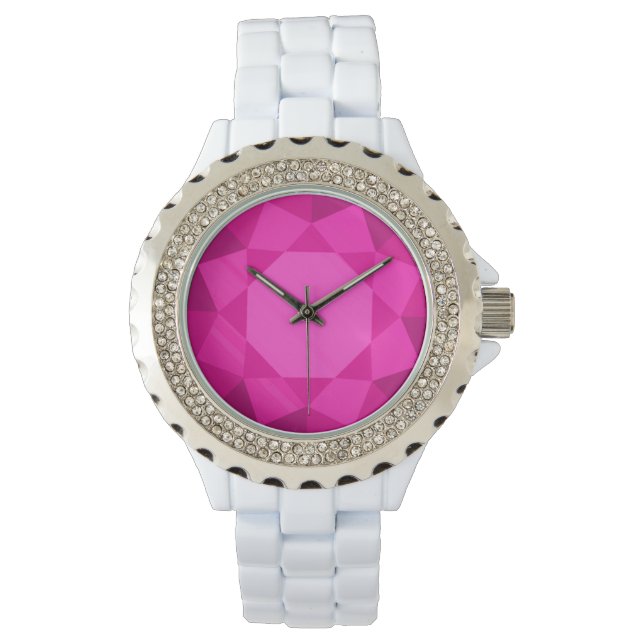 Large, faux pink tourmaline gem watch (Front)