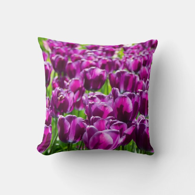 Large field of purple tulips  cushion (Front)
