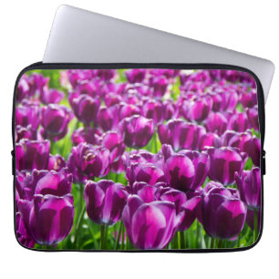 Large field of purple tulips  laptop sleeve