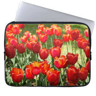 Large field of red tulips   laptop sleeve
