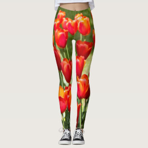 Large field of red tulips     leggings
