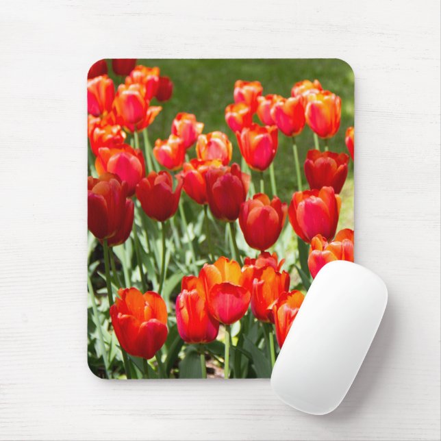 Large field of red tulips   mouse mat (With Mouse)