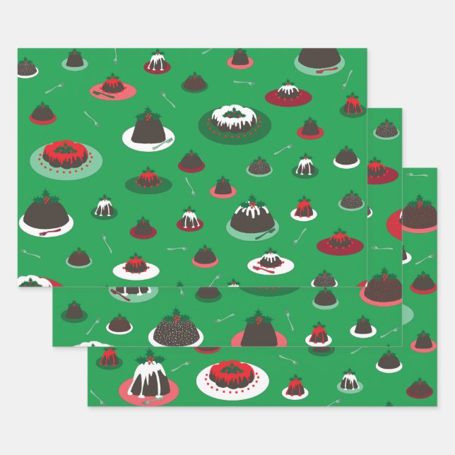 (Large) Figgy Pudding Desserts wrapping paper (Set)