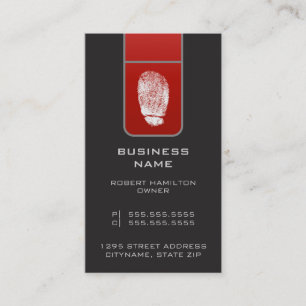Large Fingerprint Red & Grey Tech Business Card