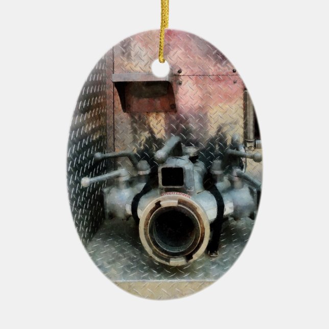 Large Fire Hose Nozzle Ceramic Tree Decoration (Front)