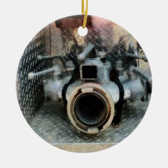 Large Fire Hose Nozzle Ceramic Tree Decoration (Front)