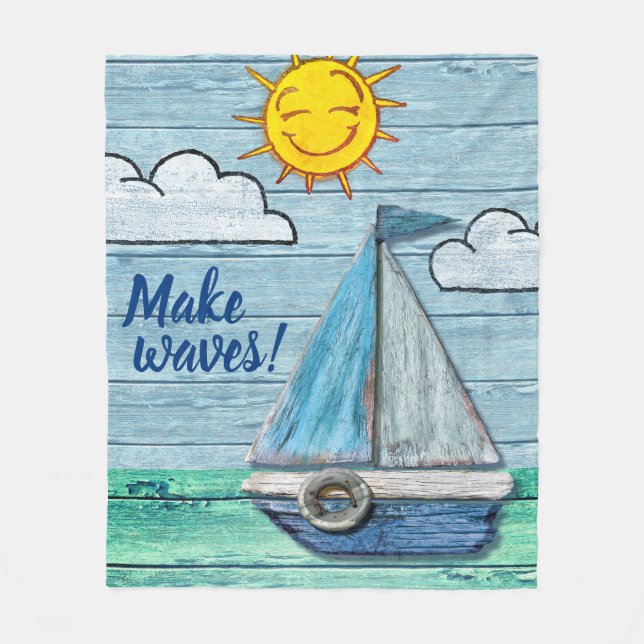 Large Fleece Blanket custom Driftwood Beach (Front)