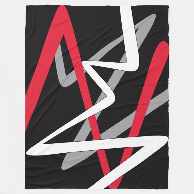 Large Fleece Blanket, modern, abstract, black, red Blanket (Front)
