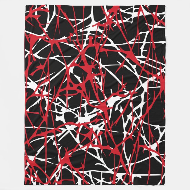 Large Fleece Blanket, modern, abstract, red, black (Front)