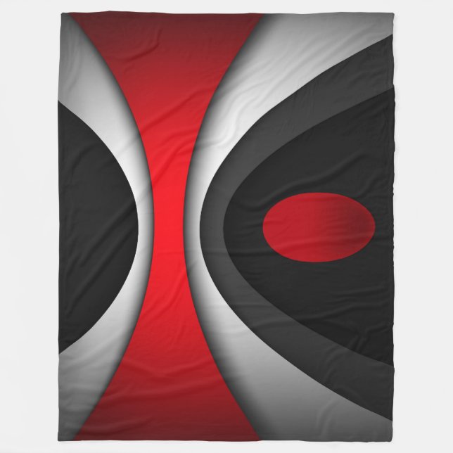 Large Fleece Blanket, modern, abstract, red, black (Front)