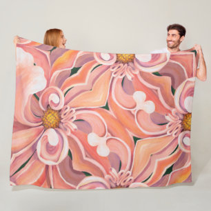 Large Fleece Blanket Peach Dahlia