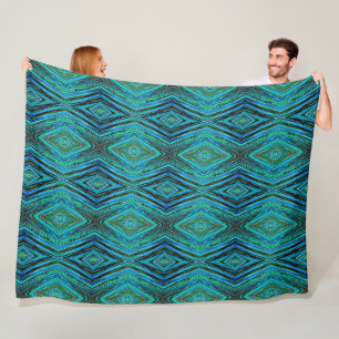 Large Fleece Blanket Peacock Feathers
