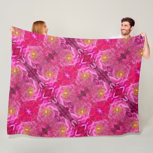 Large Fleece Blanket Pink Cactus Rose (In Situ)