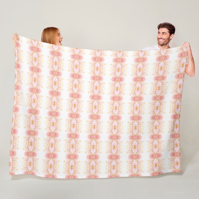 Large Fleece Coral Pink Pattern Blanket (In Situ)