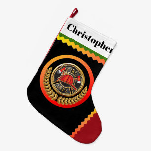 Large Fleece Firefighter Christmas Stocking
