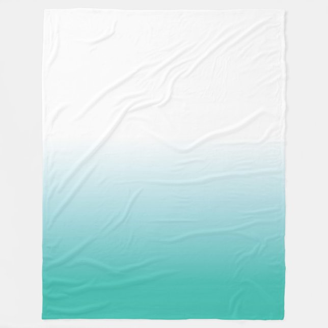 LARGE FLEECE TURQUOISE AQUA OMBRE BLANKET (Front)