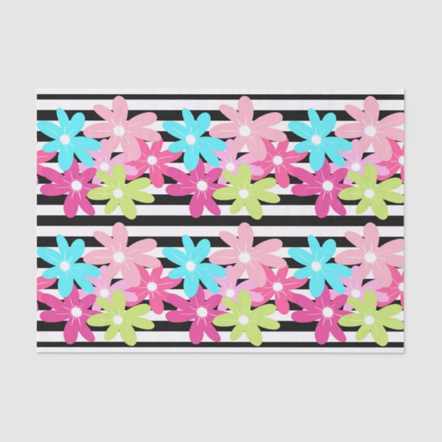 Large Floral and Stripe Tissue Paper (Front)