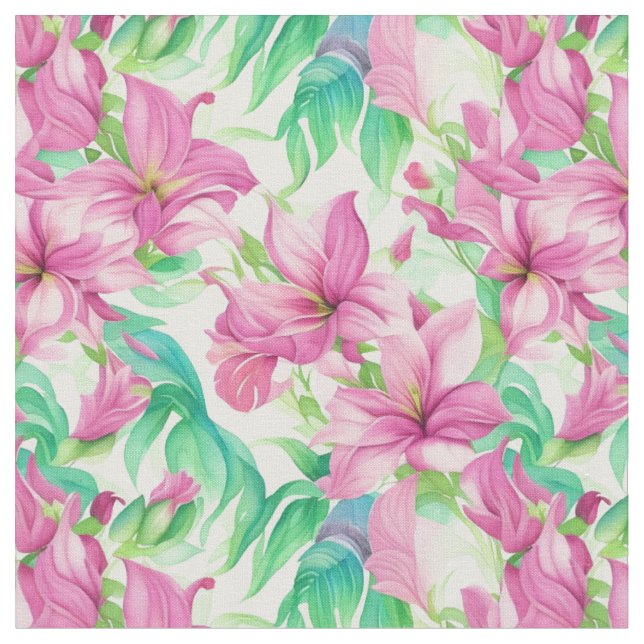 Large Floral Pattern Puakenikeni Flowers Fabric (Close Up)