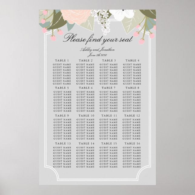 Large Floral Seating Chart (Front)